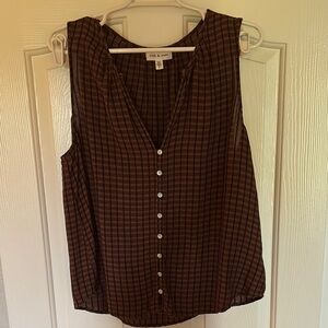 Cloth & Stone Black and brown button front tank